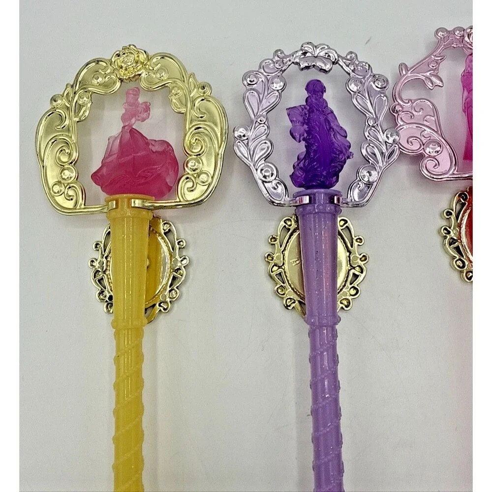 3 Disney Princess Ariel Belle Aurora Pretend Play Costume Scepter Wand 12” Turns